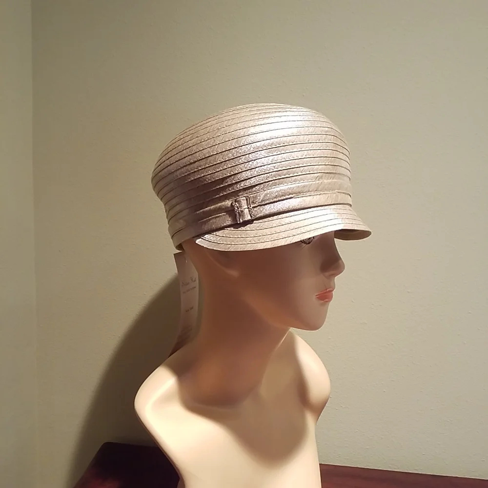 Swan Hat New York Lovely Gold & Gray Polyester Dress Hat